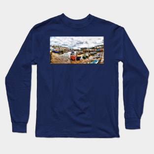 Mevagissey Harbor Fishing Boats Long Sleeve T-Shirt